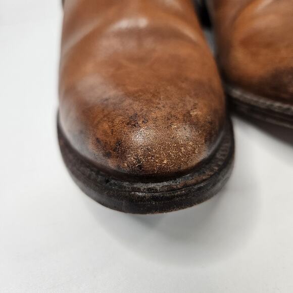 Freebird by Steven Phlow Size 10 Brown Two Tone Leather Ankle Heeled Booties Zip - Picture 7 of 12